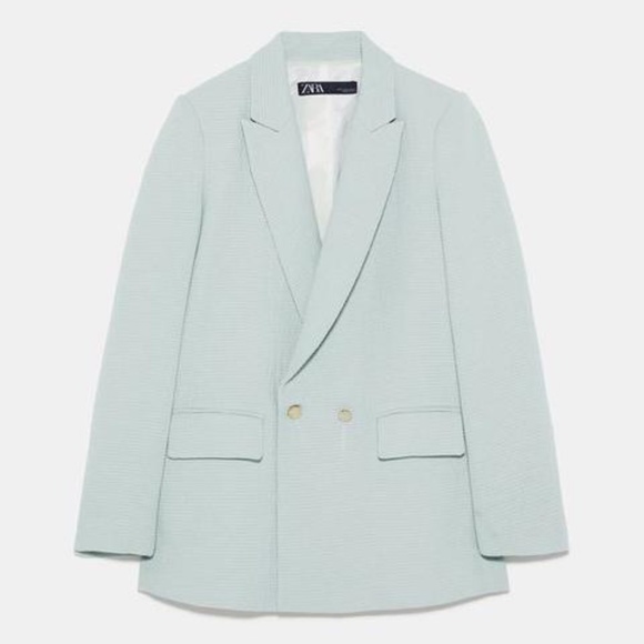 Zara - Texture Weave Blazer Jacket & Shorts (Mint) - Picture 5 of 7